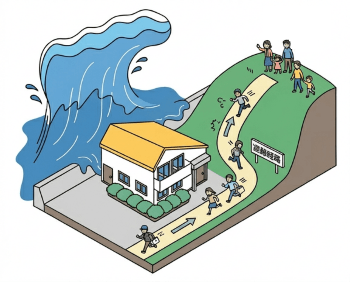 津波避難の様子